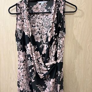 CAbi Brown and Light Pink Draped Sleeveless Tank Top